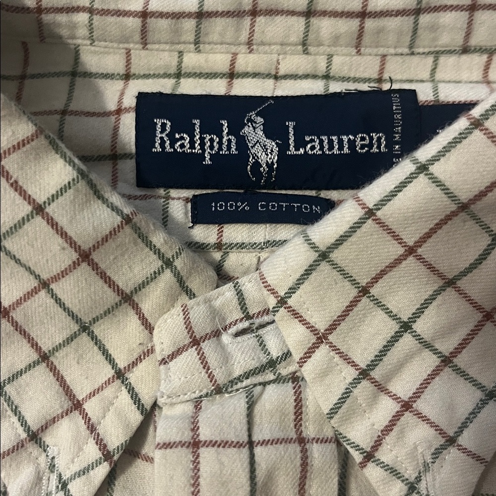 Mens Ralph Lauren Red and Green Plaid Button Down Shirt